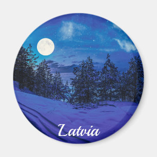 Imã Noite estrelada com lua de cheio na floresta