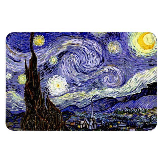 Ímã Noite Estrelada de Van Gogh, 1889 (Horizontal)