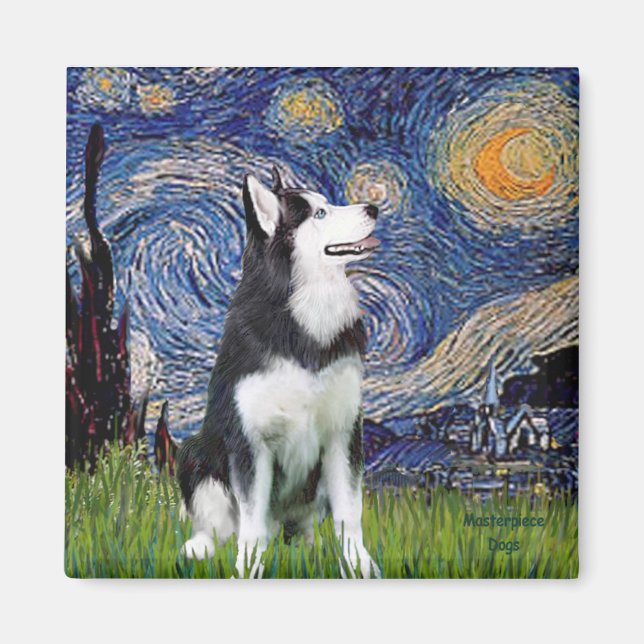 Imã Noite Estrelada - Husky Siberiano #1 (Frente)