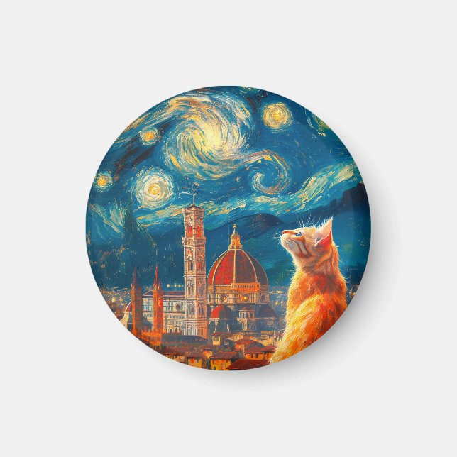 Imã Noite Estrelada Sobre Florença | Arte de Gato Lara (Frente)