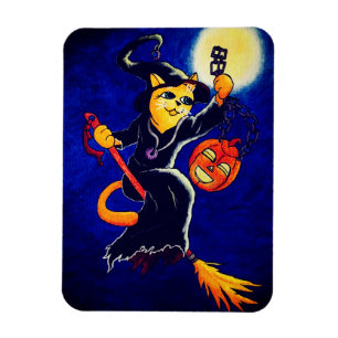 Ímã Noite Witch Cat