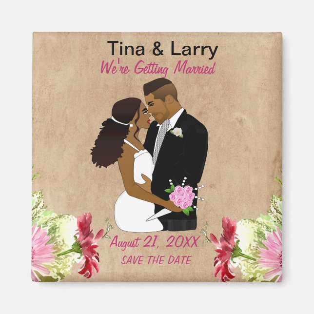 Imã Noiva Americana Elegante e Groom Floral (Frente)