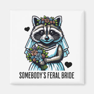Imã Noiva Feral de Alguém Guaxinim Fofo Casamento Engr