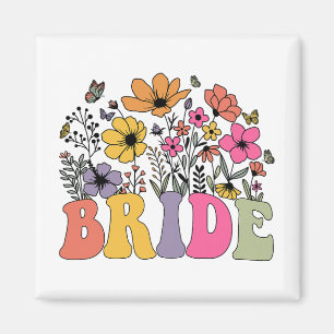 Imã Noiva Floral Bridesmaid Flores Selvagens Groovy Ba