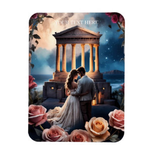 Ímã Noiva & Noivo Lindos em Pé ao Lado do Mar