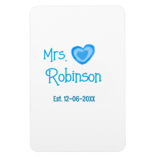 Ímã Noiva para ser Sra adicione nome data aquarela azu