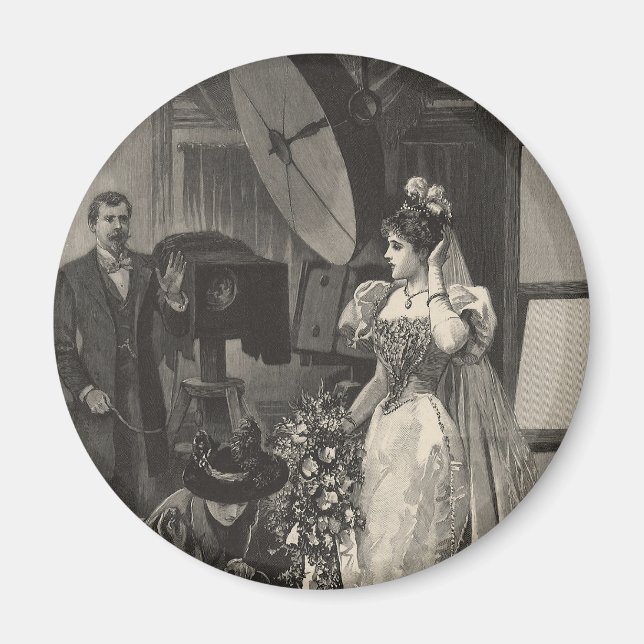 Imã Noiva Vintage, Retrato Bridal com Fotógrafo (Frente)