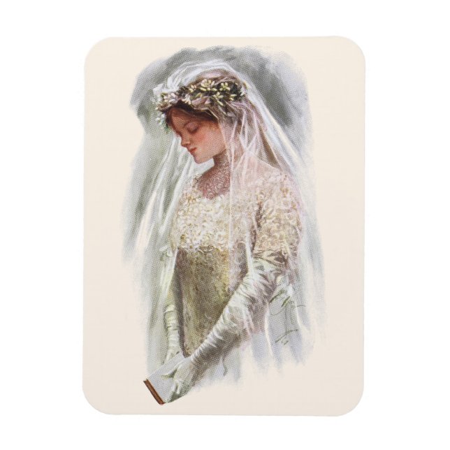 Ímã Noiva Vitoriana Antiga com Bíblia Harrison Fisher (Vertical)