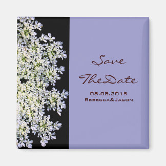 Imã noivado floral roxo vintage salvar a data