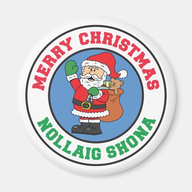 Imã Nollaig Shona Merry Christmas Santa Irish Magnet (Frente)
