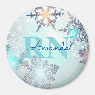 Imã Nome Azul Personalizado Enfermeira RN