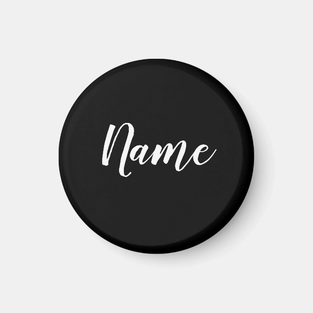 Imã Nome Branco em Fundo Preto (Frente)