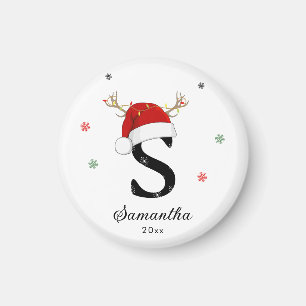 Imã Nome Carta Santa Hat Monograma Inicial persona