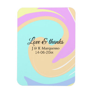 Ímã Nome colorido do casamento de mármore com amor e o