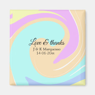 Imã Nome colorido do casamento de mármore com amor e o