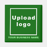 Nome comercial e ímã verde quadrado com logotipo
