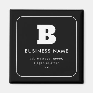 Imã Nome comercial e slogan editáveis Preto e Branco