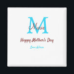 Imã nome cor-de-rosa simples e mínimo do monograma azu<br><div class="desc">design</div>