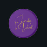 Imã Nome da Caligrafia Moderna Minimalista do Casament<br><div class="desc">Você pode mudar facilmente as fontes e as cores. Você também pode adicionar seu logotipo e a imagem de fundo conforme desejar.</div>