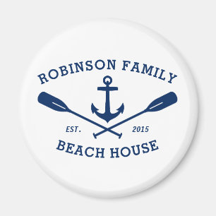Imã Nome da Família Beach House Anchor Oars Marinho B