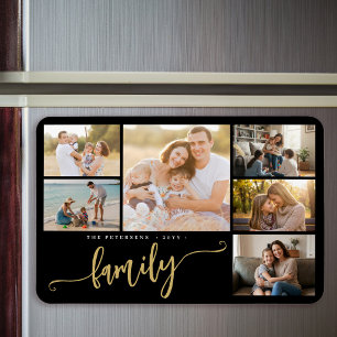 Ímã Nome da família colagem de 6 fotos personalizada