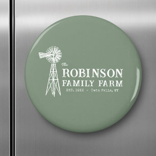 Imã Nome da família Fazenda Rustic Windmill Sage Green