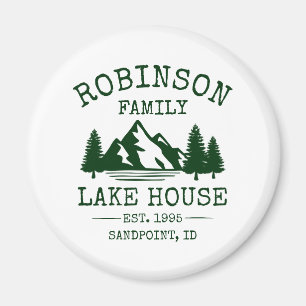 Imã Nome da família Lago House Floresta Árvores Verd