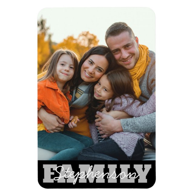Ímã Nome da Foto da Família (Vertical)