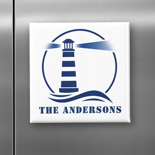 Imã Nome da sua família ou Farol de texto Ondas do oce (Criador carregado)