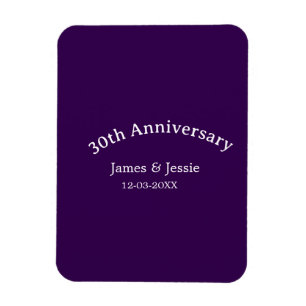 Ímã nome data do 30º aniversário de casamento roxo sim