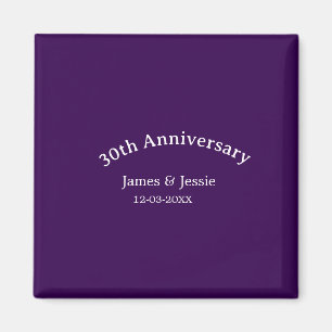 Imã nome data do 30º aniversário de casamento roxo sim