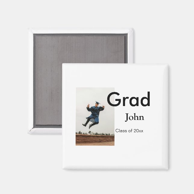 Imã nome de adição de garoto data ano texto QR felicit (Front/Back)