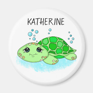 Imã Nome de Cartoon de Tartaruga Cuta Personalizada