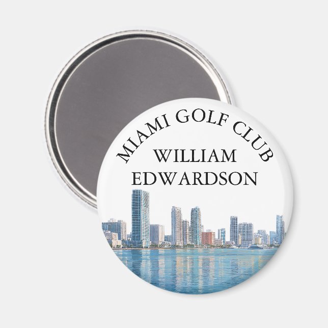 Imã Nome de Clube de Golfe Personalizado com a Silhuet (Front/Back)