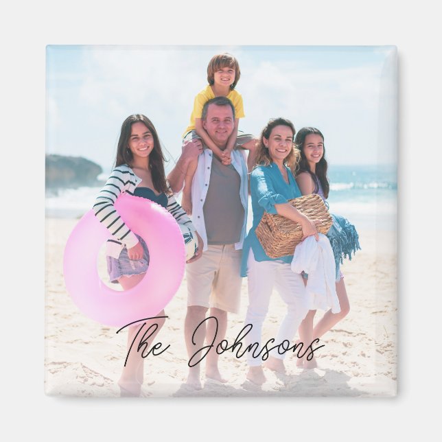 Imã Nome de Foto Moderna do Dia da Família Personaliza (Frente)
