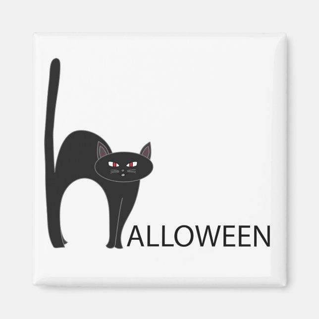 Imã Nome de Gato Preto do Halloween (Frente)
