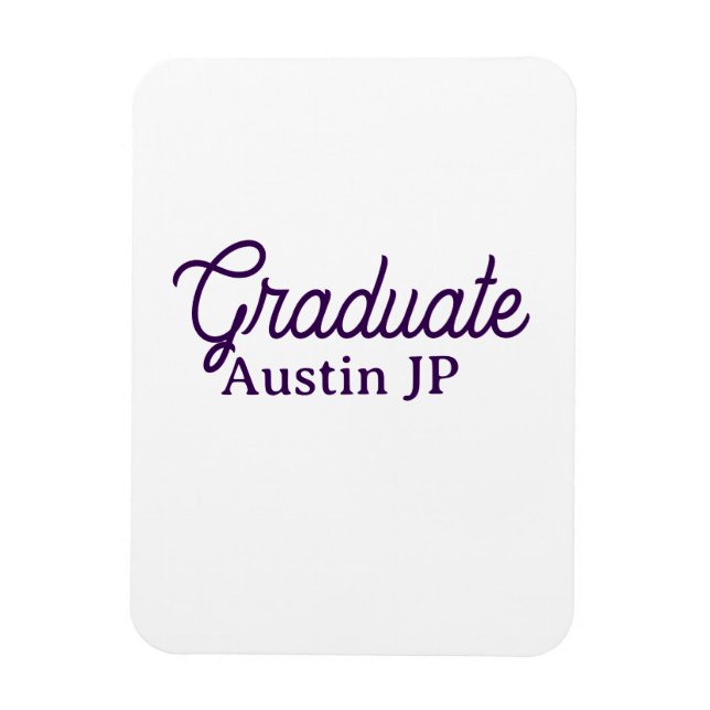 Ímã nome de graduação roxo simples minimalista elegant (Vertical)