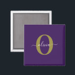 Imã Nome de Script Monograma Personalizado Branco Puro<br><div class="desc">Este elegante monograma e na moda pode ser dado como presente para um aniversário, casamento, chá de panela, aniversário, Dia de as mães ou qualquer ocasião. Pode ser personalizado com o nome e a inicial da pessoa. Você pode alterar a fonte, a cor da fonte, o tamanho da fonte e...</div>