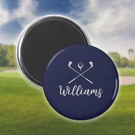 Imã Nome de Script Personalizado Tacos de Golfe Azul M