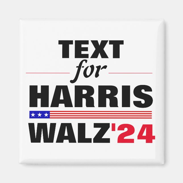 Imã Nome de Texto Personalizado para a Eleição Harris  (Frente)