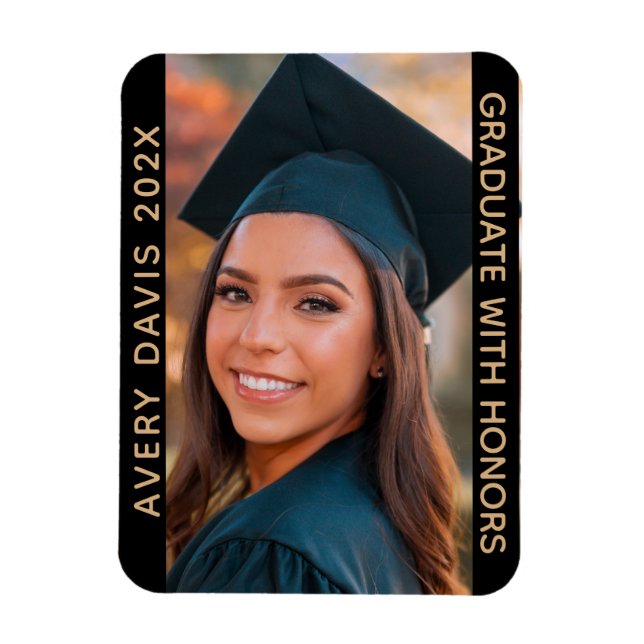 Ímã Nome do Ano de Foto de Graduado Com Grau de Honra (Vertical)