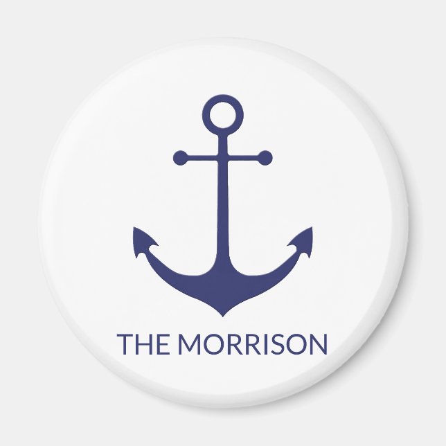 Imã Nome do barco personalizado marinho da âncora náut (Frente)