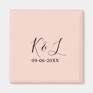 Imã nome do casal de casamento letra data fundo pastel