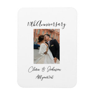 Ímã nome do casal de foto do 10º aniversário de casame
