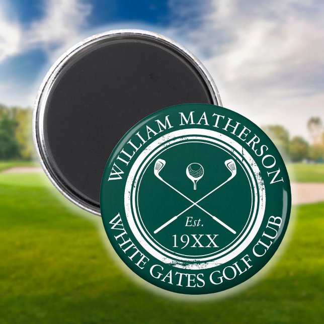 Imã Nome do clube de golfe personalizado verde (Criador carregado)