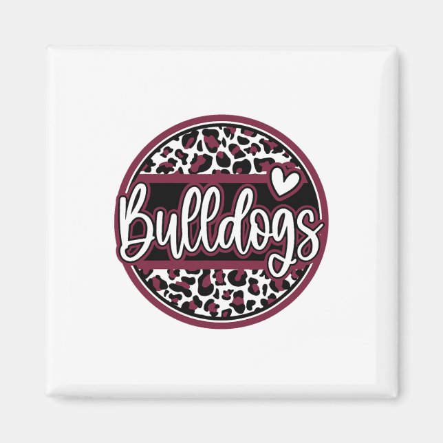 Imã Nome do Espírito Escolar Leopard Bulldogs Fan Team (Frente)