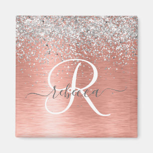 Imã Nome do Monograma do Glitter Metálico Brutado Dou