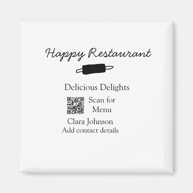 Imã Nome do restaurante digitalizar menu QR adicionar  (Frente)