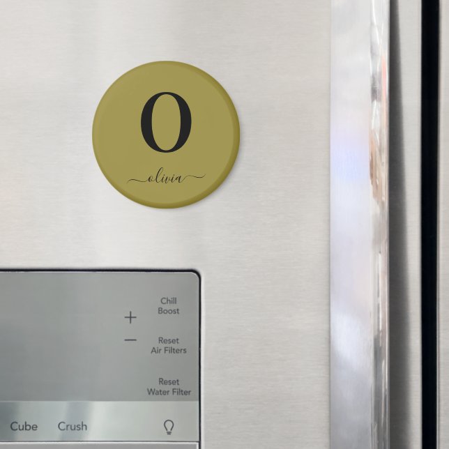 Imã Nome do Script Monograma Personalizado Dourado E P (In Situ (Fridge))