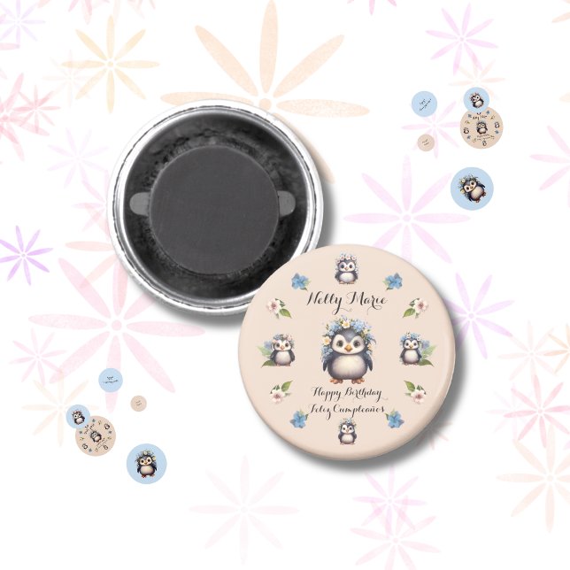 Imã Nome dos pinguins bonitos Texto bilíngue Feliz Cum (Cute Penguins bilingual magnet.
Multilingual Project)